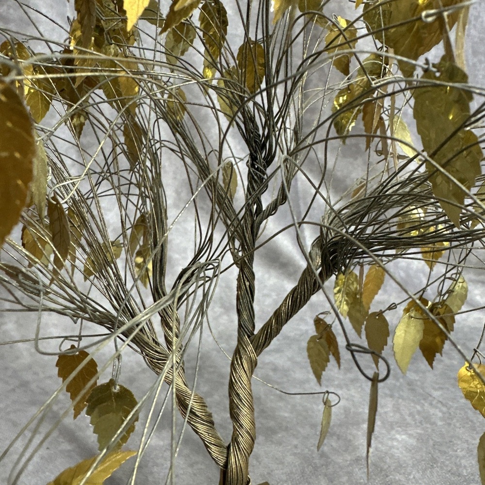 Vtg Mid Century Brass Wire Money Tree Metal Art Sculpture Good Luck Dream 9" - Picture 5 of 8